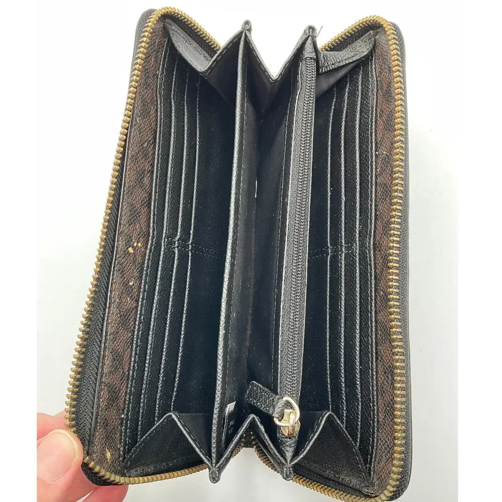 Coach Women's Zip Around Long Fold Wallet, Black- about 8 x 4 x 1 inches - Picture 3 of 6